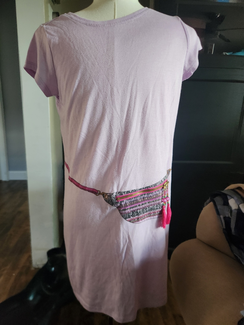 Jessica Simpson Girls Light Pink Pajama Nightgown with Fanny Pack Print